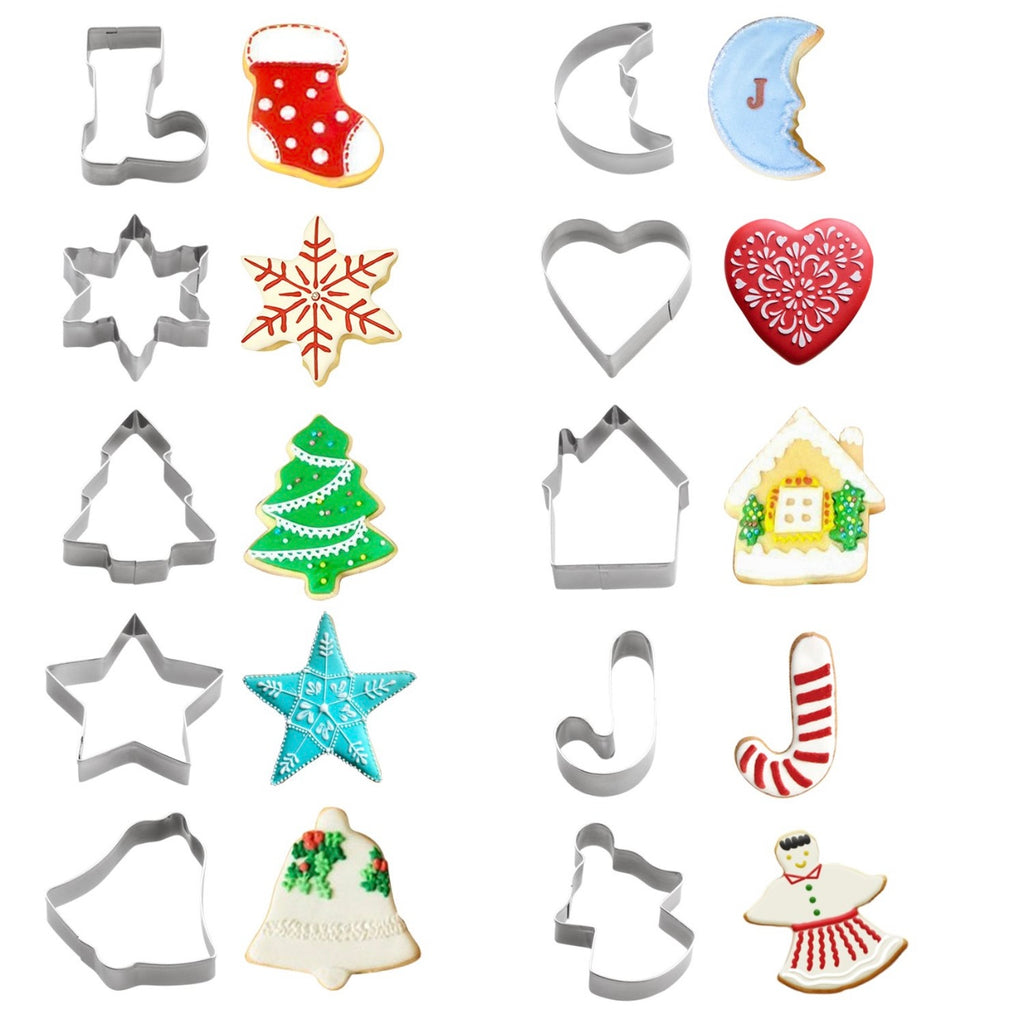 Christmas Cookie Cutters Set – 12-Piece Holiday Baking Shapes