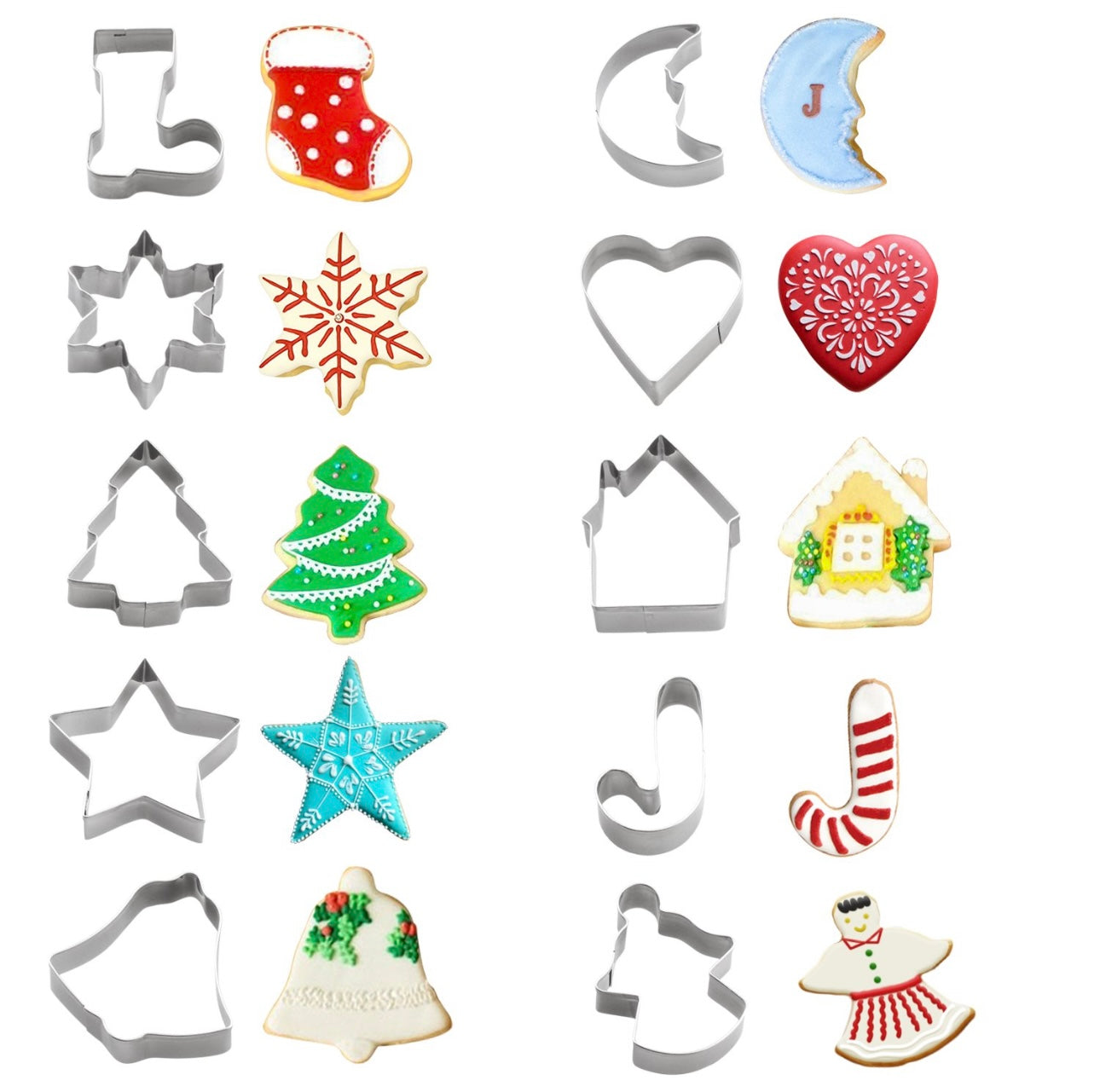 Christmas Cookie Cutters Set – 12-Piece Holiday Baking Shapes