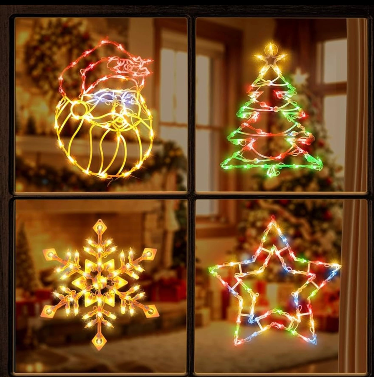 LED Christmas Window Silhouette Lights – Hanging Holiday Décor
