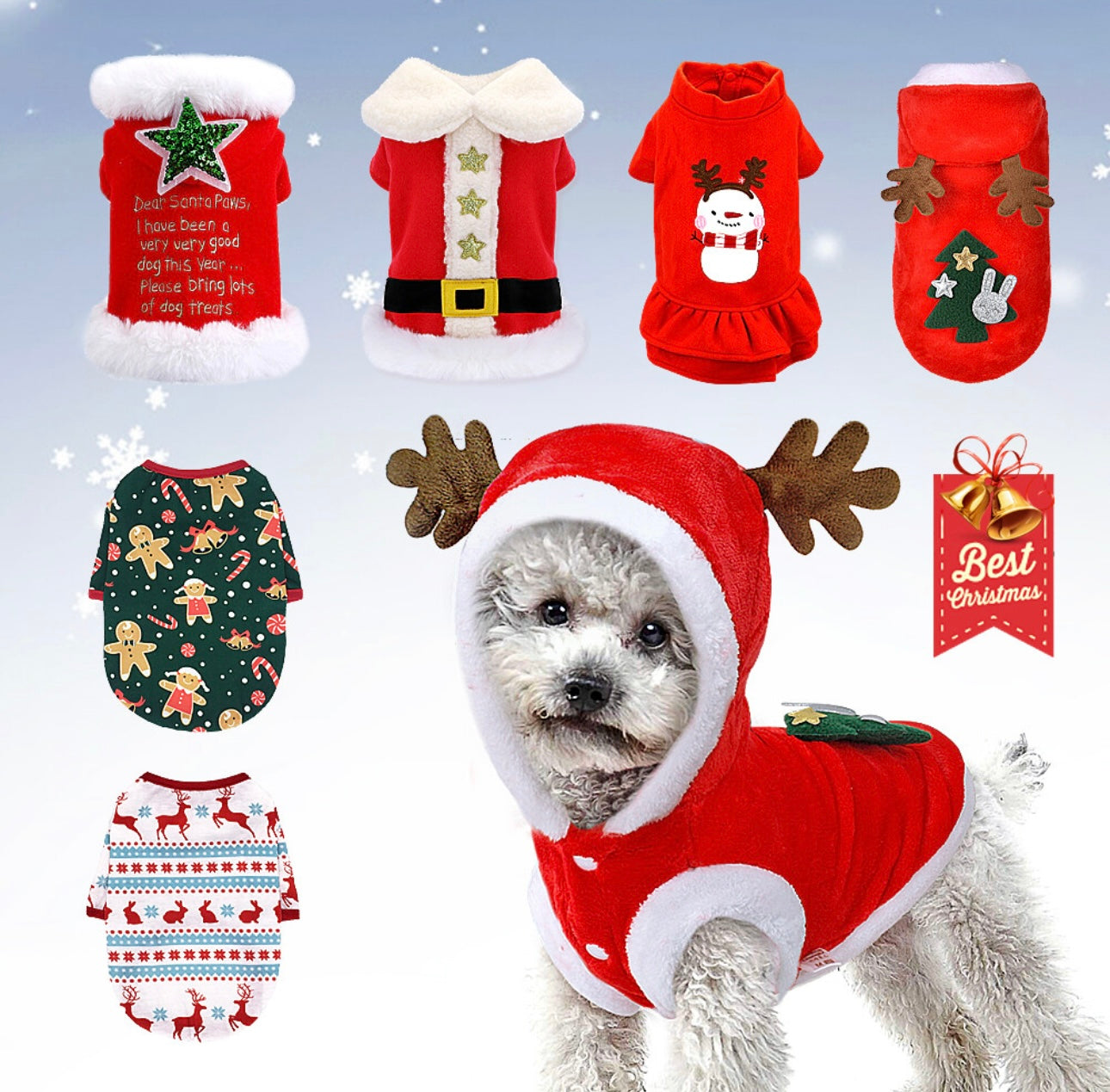Christmas Pet Outfit – Santa & Elf Holiday Costume for Dogs & Cats