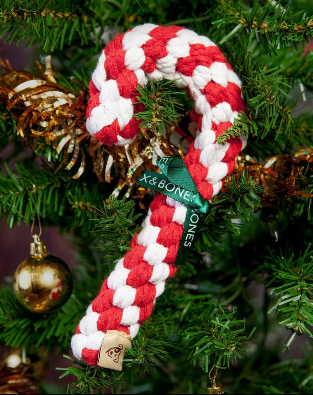 Christmas Candy Cane Rope Toy – Durable Holiday Chew Toy for Dogs