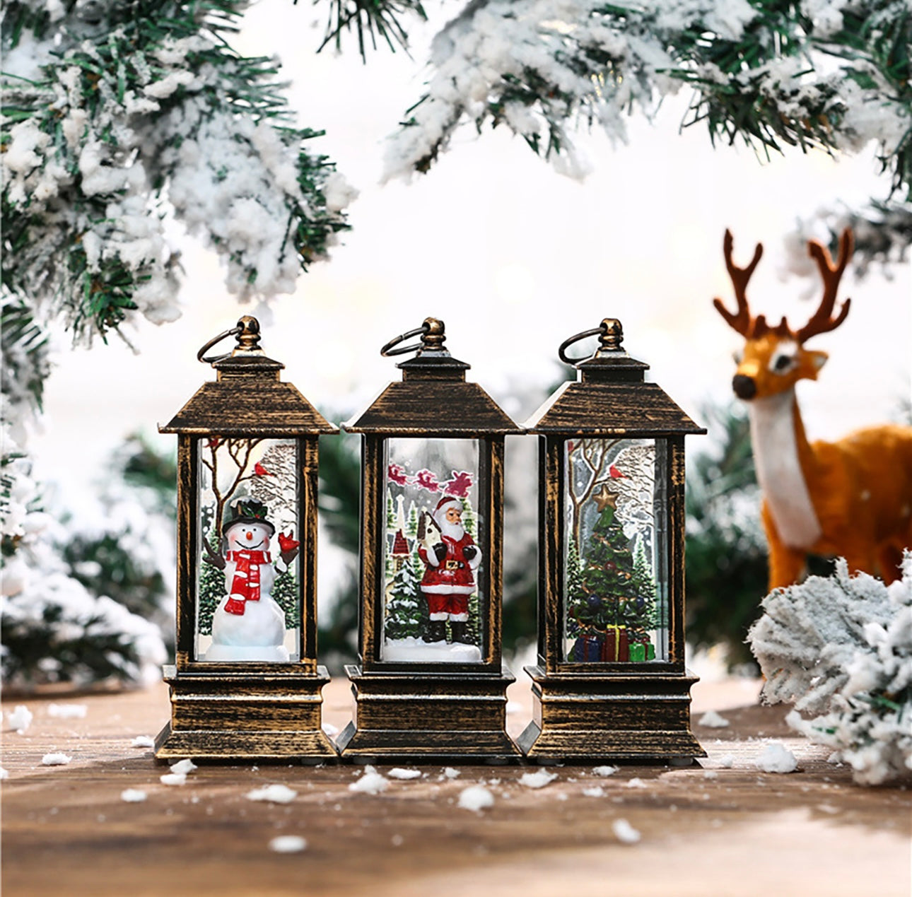 Christmas LED Lantern – Cozy Winter Cabin Holiday Décor