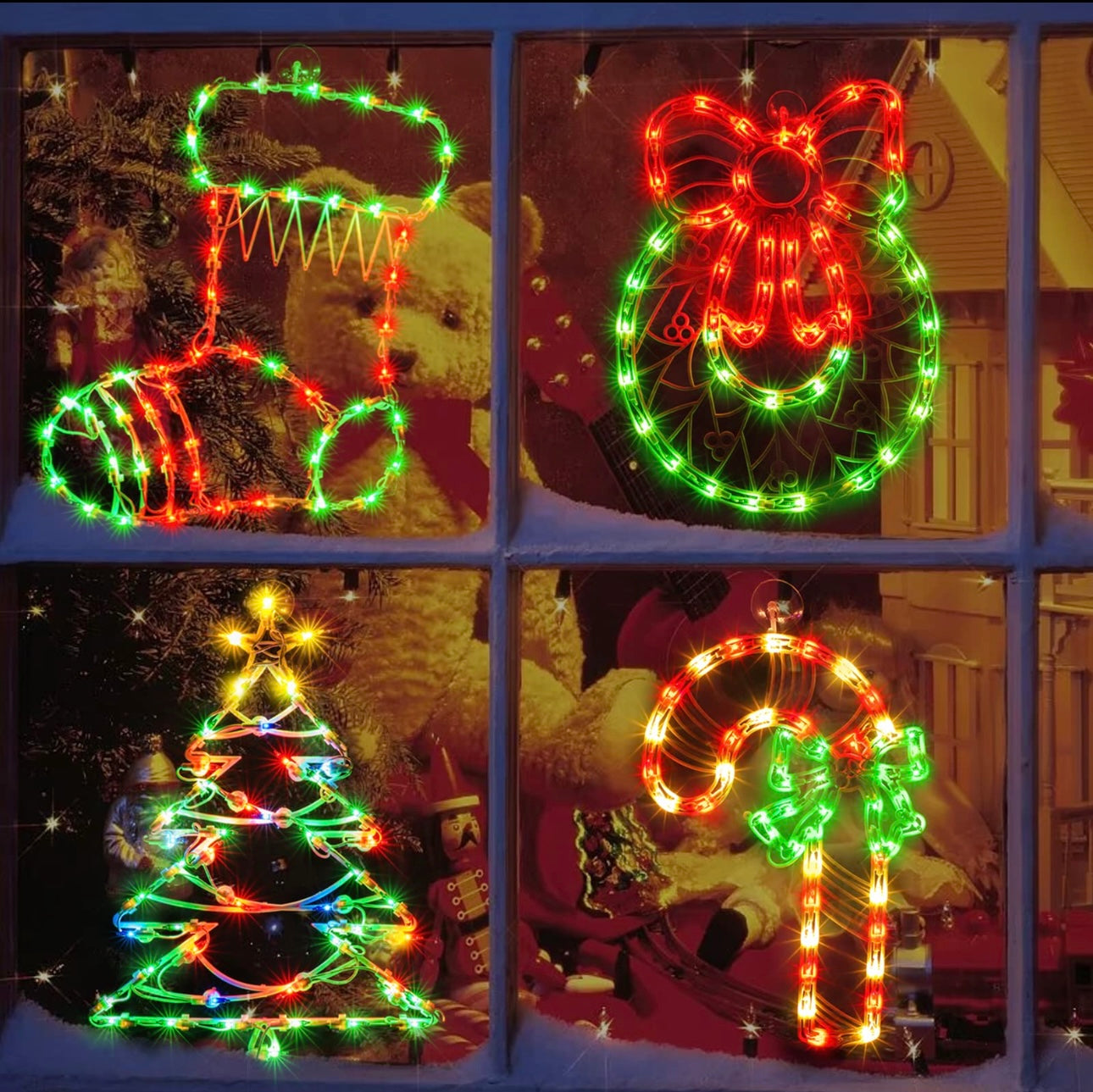 LED Christmas Window Silhouette Lights – Hanging Holiday Décor