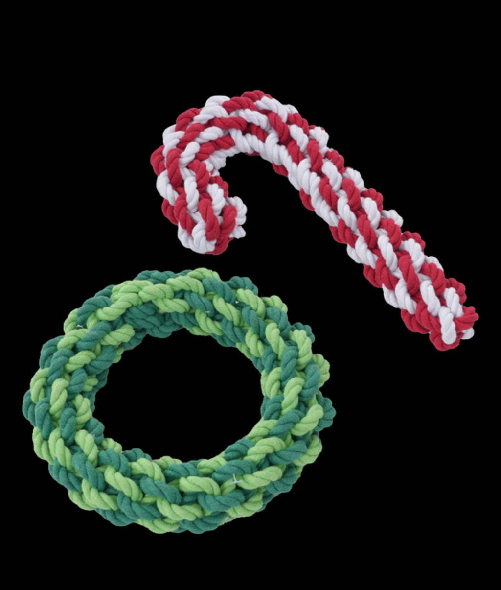 Christmas Candy Cane Rope Toy – Durable Holiday Chew Toy for Dogs