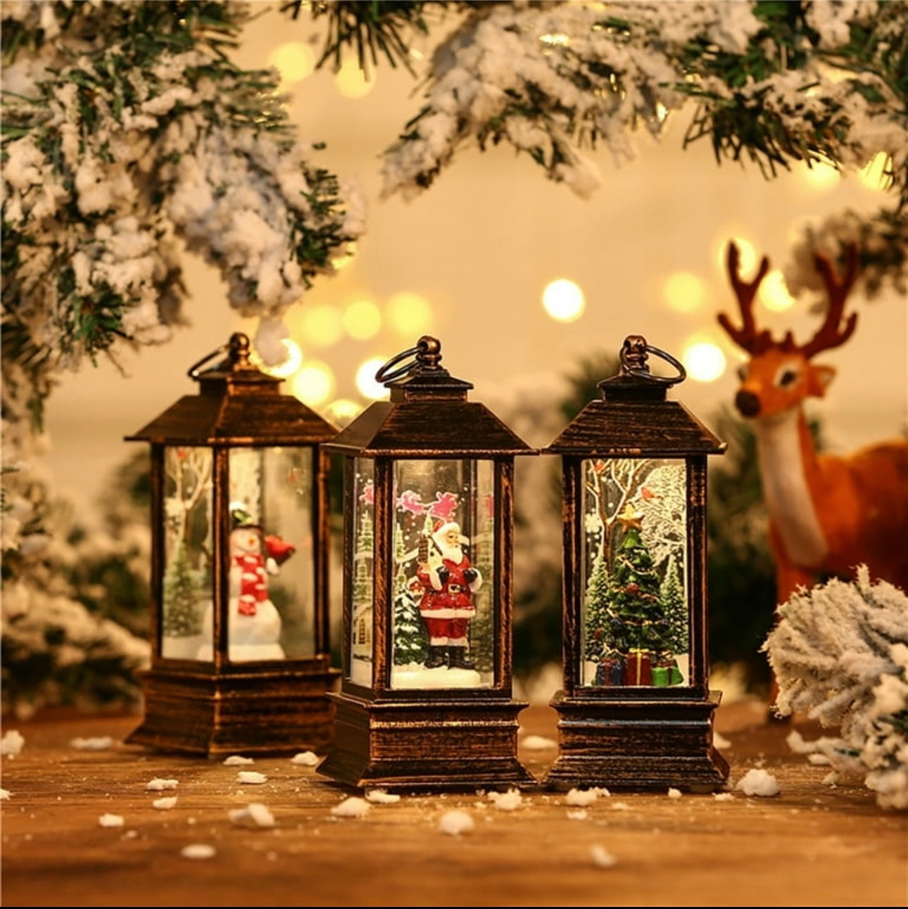 Christmas LED Lantern – Cozy Winter Cabin Holiday Décor