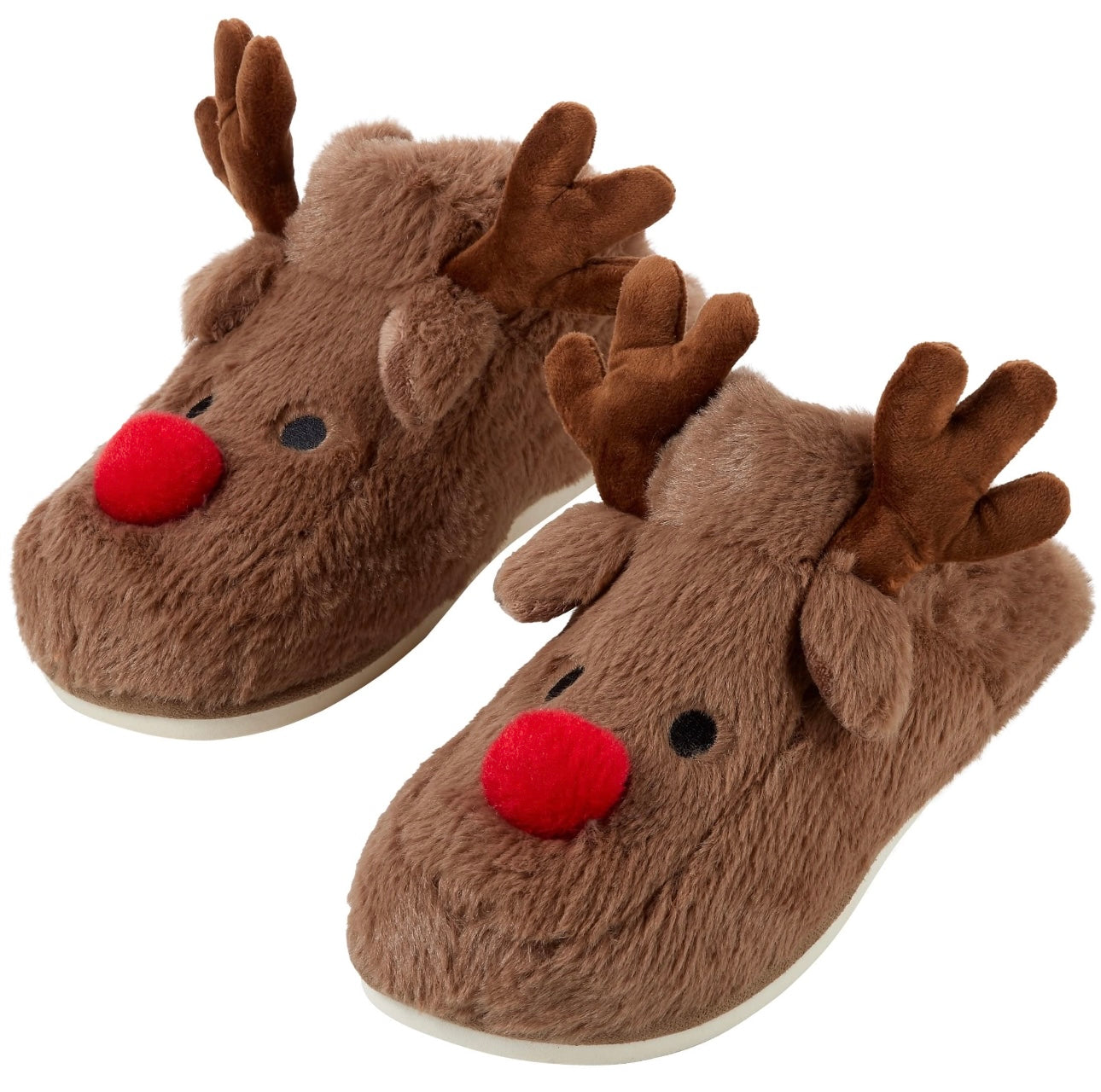 Funny Christmas Plush Slippers – Cozy Holiday Reindeer & Santa Feet