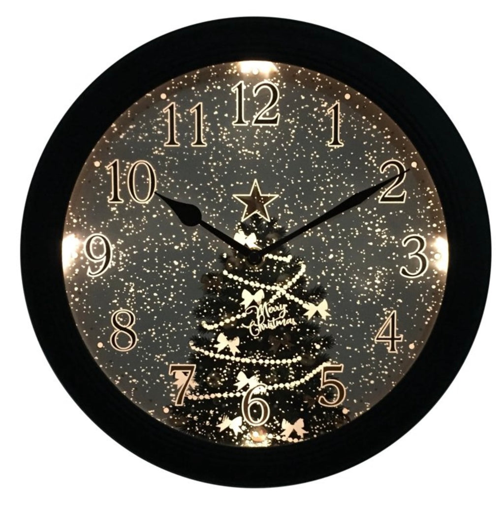 LED Christmas Tree Wall Clock – Light-Up Holiday Wall Decor