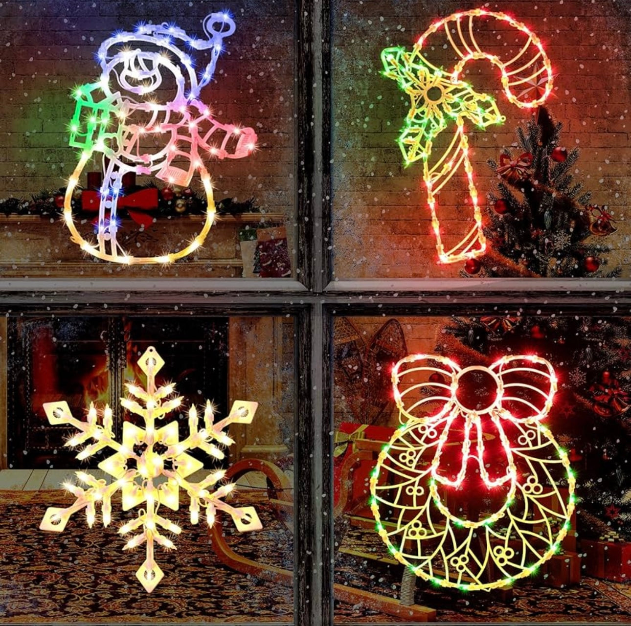 LED Christmas Window Silhouette Lights – Hanging Holiday Décor