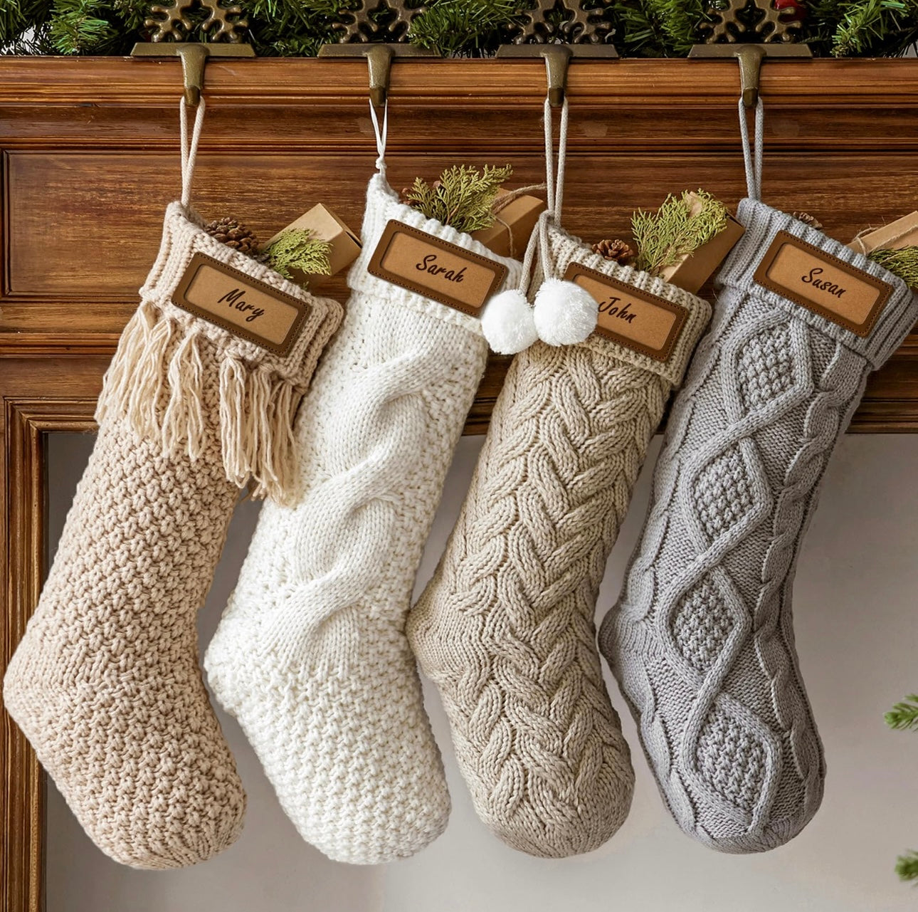 Christmas Stockings Set – 4-Pack Family Holiday Decoration