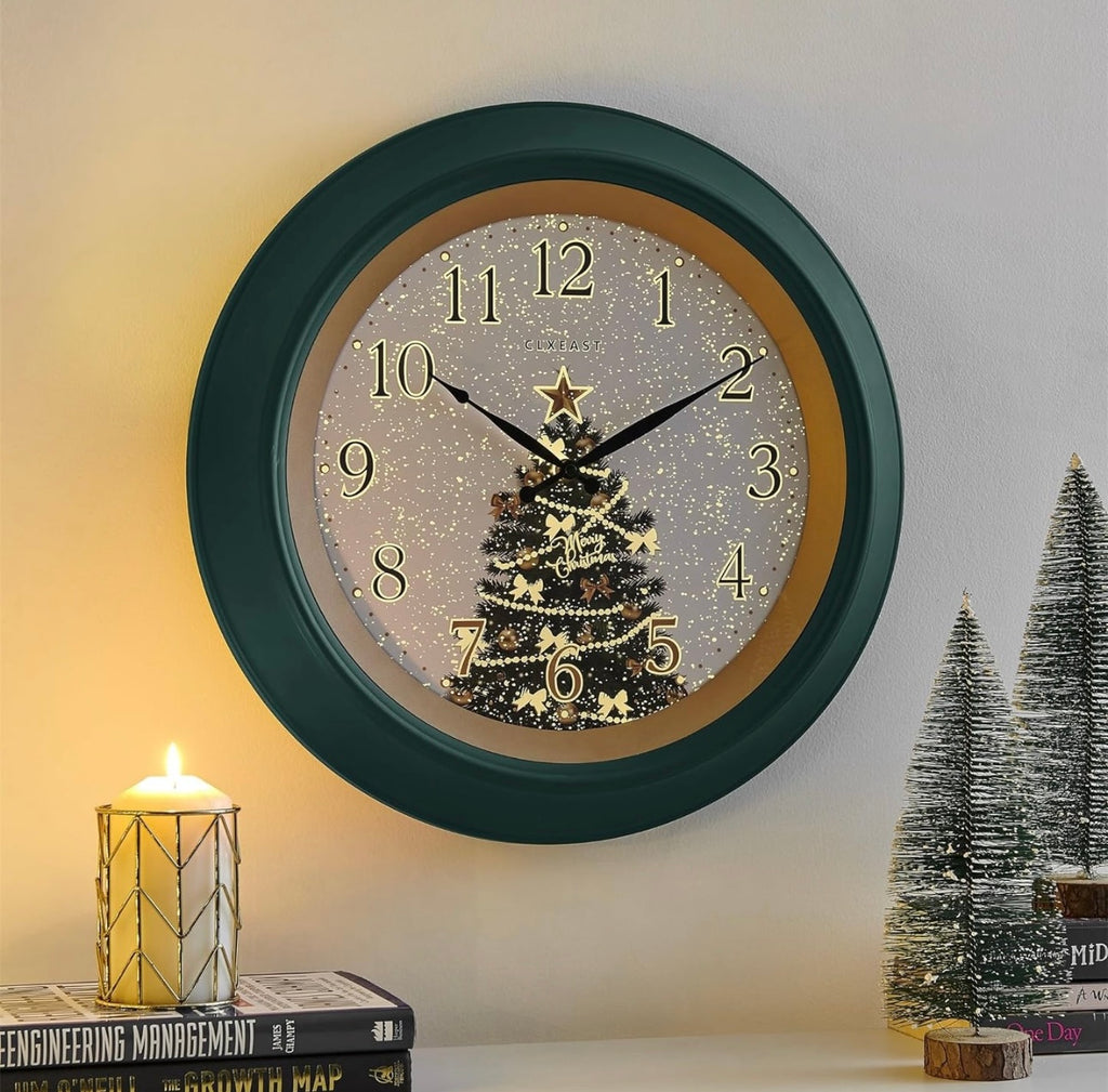 LED Christmas Tree Wall Clock – Light-Up Holiday Wall Decor