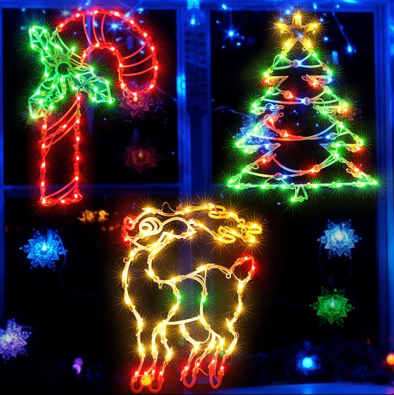 LED Christmas Window Silhouette Lights – Hanging Holiday Décor